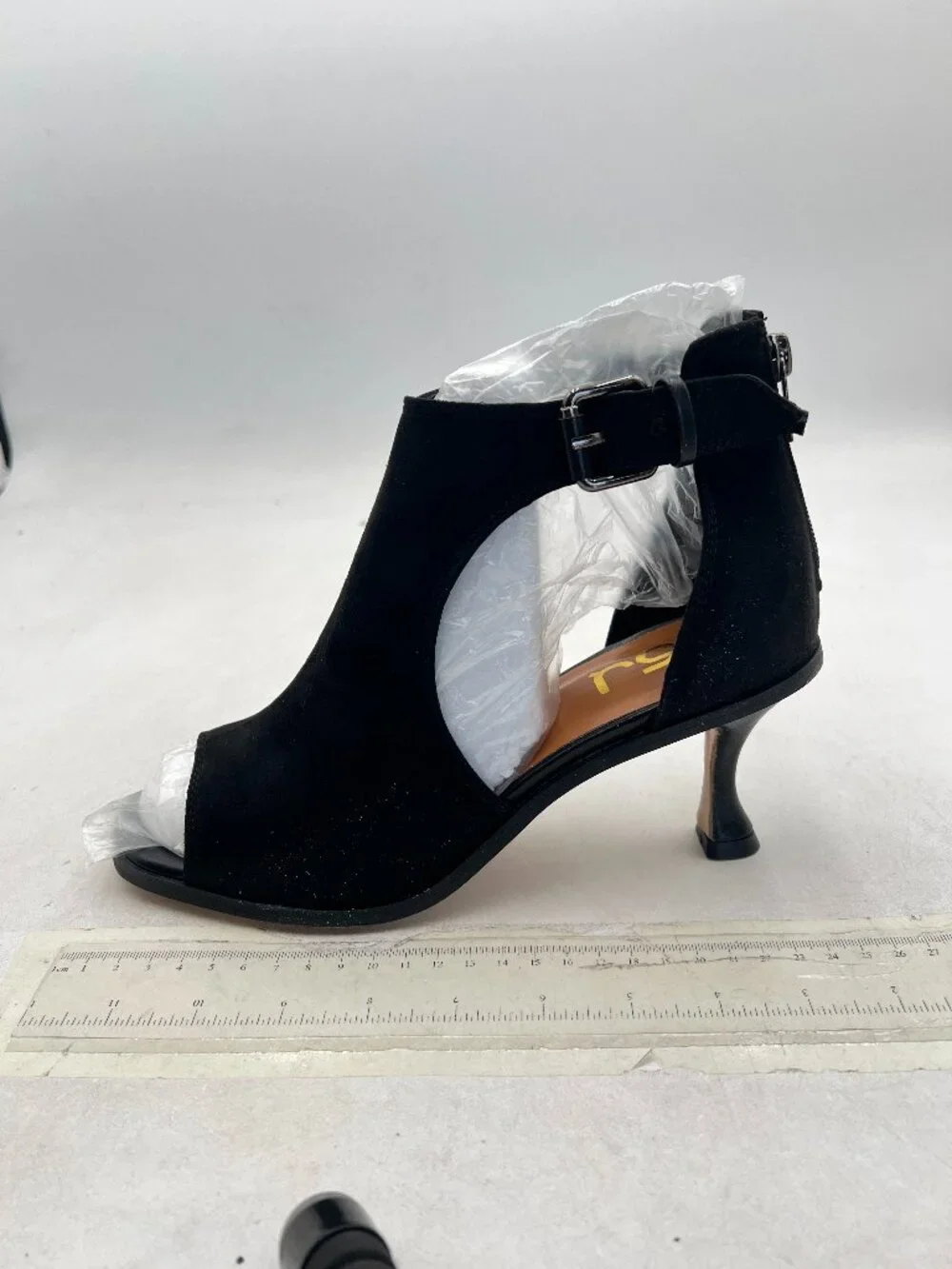 FSJ Black Cut Out High Heeled Peep Toe Buckle Cocktail Party Dress Pumps